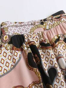SHEIN Clasi Plus Chain Print Skirt - Multicolor - View 3