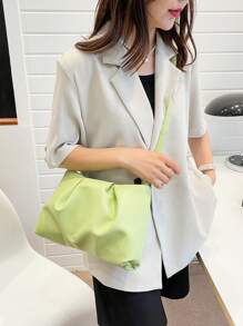 Túi xếp nếp tối giản màu trơn - màu xanh lá - Xem 2