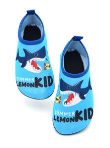 Boys' Water Shoes Kids & Aqua Shoes Kids With Blue Shark Pattern - Ultra-Lightweight, Anti-Slip, Cut-Proof For Beach, Water Park & Grass Adventures, Quick-Drying