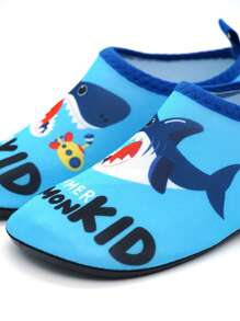 Boys' Water Shoes Kids & Aqua Shoes Kids With Blue Shark Pattern - Ultra-Lightweight, Anti-Slip, Cut-Proof For Beach, Water Park & Grass Adventures, Quick-Drying
