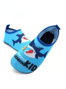 Boys' Water Shoes Kids & Aqua Shoes Kids With Blue Shark Pattern - Ultra-Lightweight, Anti-Slip, Cut-Proof For Beach, Water Park & Grass Adventures, Quick-Drying
