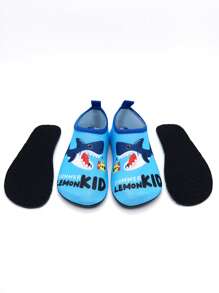 Boys' Water Shoes Kids & Aqua Shoes Kids With Blue Shark Pattern - Ultra-Lightweight, Anti-Slip, Cut-Proof For Beach, Water Park & Grass Adventures, Quick-Drying