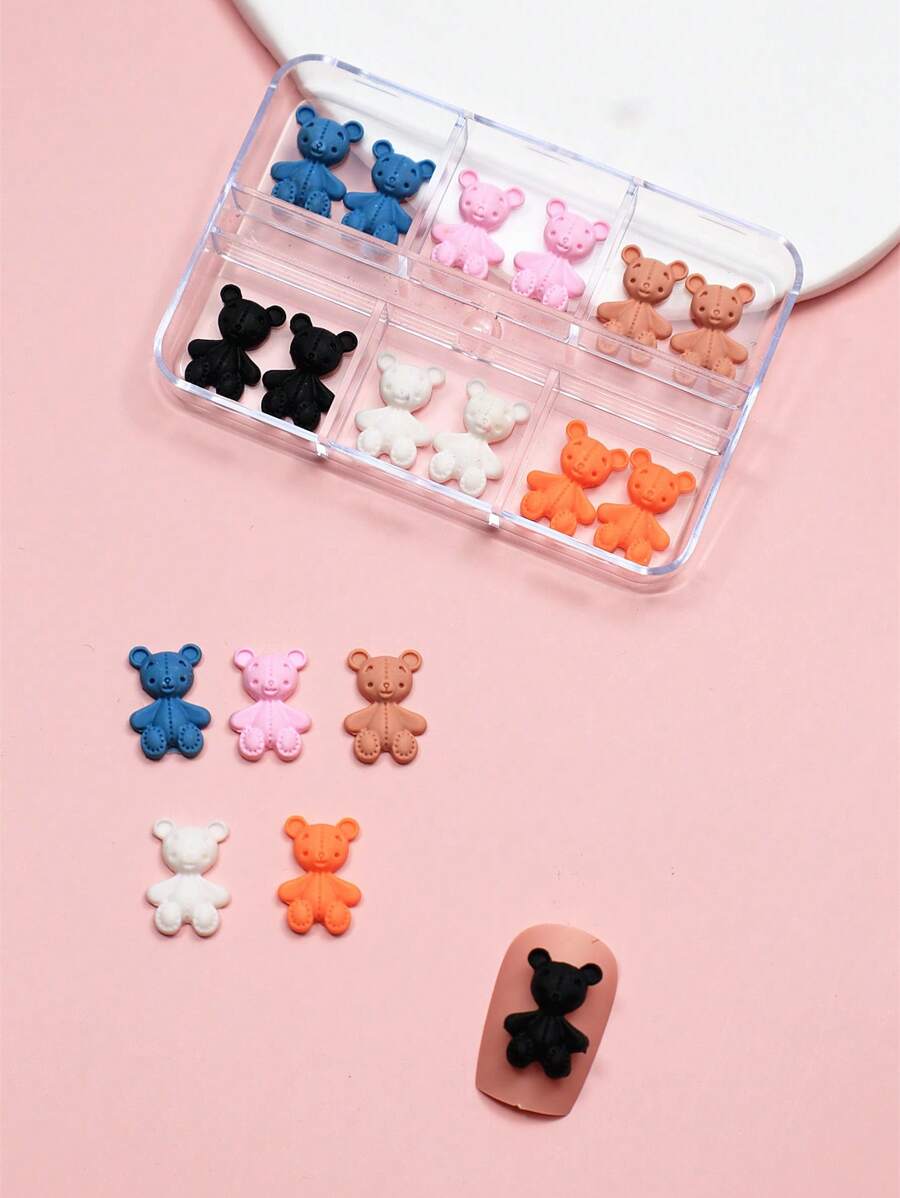 18入組3D熊設計美甲飾品 - 彩色 - 查看 1