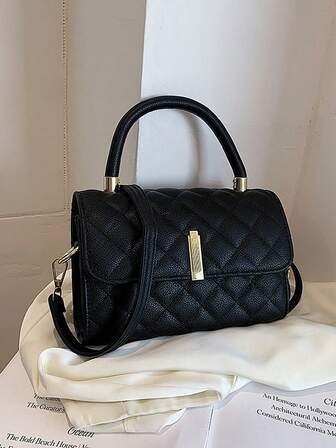 極簡風格衍縫翻蓋方包頂部單條提帶