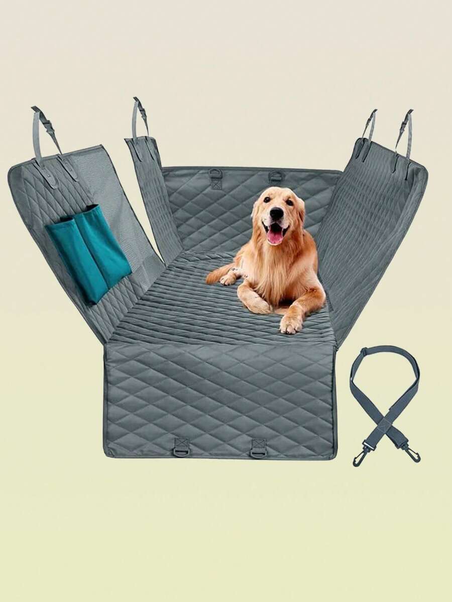 1 tấm bọc ghế ô tô bằng vải nhung cho thú cưng để bảo vệ chó - Xám - Xem 1