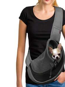 Túi đựng thú cưng Túi đeo vai di động Túi đeo chéo thoáng khí cho mèo/chó, đồ dùng cho thú cưng - màu đen - Xem 1