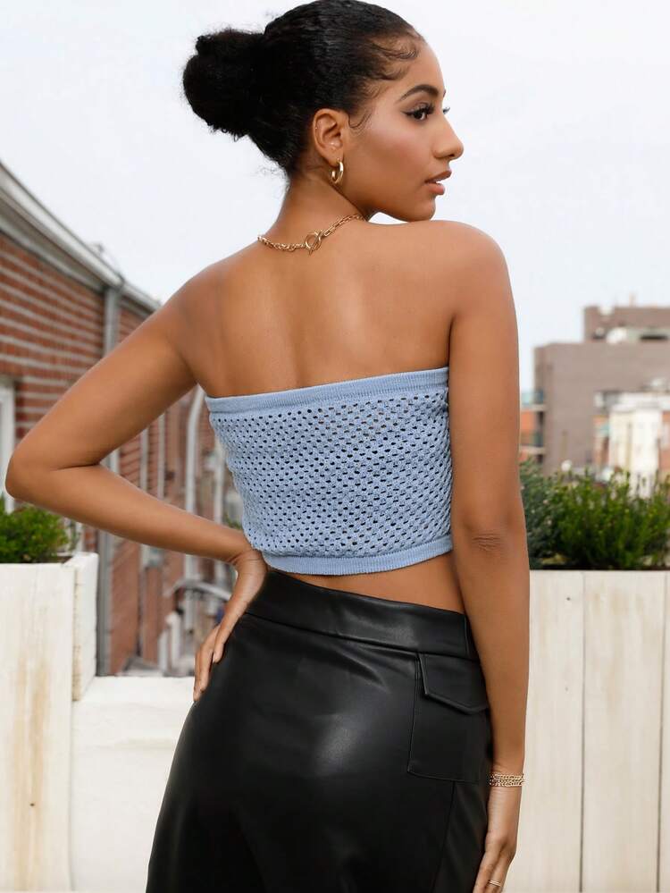 Letter Patched Detail Tube Knit Top