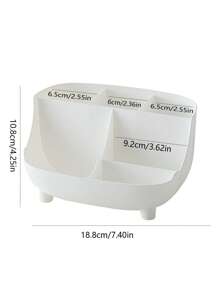 Cosmetic Storage Box,1Pc White Makeup Organizer For Desk Easy Storage Cosmetic Organizer Portable Cosmetic Storage Box,Room,Home,Bedroom,Bathroom,House,Pink Room,Living Room Decor,Travel Stuff,Gift Bag,Gifts For Mom,Dad,Men,Friends,Teacher,Birthday,Wedding,Desk,Shelves,Accessories,Gift Boxes,Funny Gift,Storage,Makeup Brush Holder,Gifts For Women,Christmas Gifts,Gift Ideas For Women,Room Decor - White - View 2