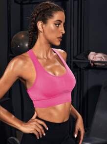 Powerista Hollow Out Racerback Sports Bra - Pink - View 3