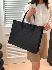 Túi đeo vai dập nổi cá sấu Dung tích lớn - màu đen - Xem 1