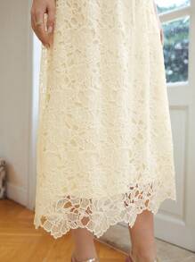 MOTF PREMIUM SLEEVELESS MIDI LACE DRESS - Yellow - View 3