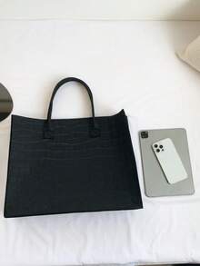 Túi đeo vai dập nổi cá sấu Dung tích lớn - màu đen - Xem 6