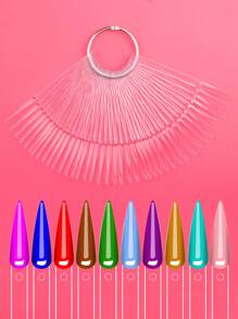 Stiletto Nail Tip Color Chart With Ring, 40pcs Nail Swatch Sticks Display Practice Nails Tips for Acrylic Nails - Multicolor - View 1
