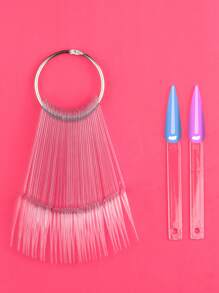 Stiletto Nail Tip Color Chart With Ring, 40pcs Nail Swatch Sticks Display Practice Nails Tips for Acrylic Nails - Multicolor - View 3