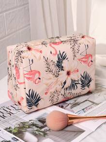 Multifunctional Cosmetic Bag,1PC,Cottagecore,Flamingo, Water-Proof Large Capacity Makeup BagTravel Organizer Toiletry Pouch Portable Aesthetic Storage Case Beach Holiday Accessories Boho Style Vanity Case Big Size Gym Bag
