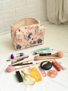 Multifunctional Cosmetic Bag,1PC,Cottagecore,Flamingo, Water-Proof Large Capacity Makeup BagTravel Organizer Toiletry Pouch Portable Aesthetic Storage Case Beach Holiday Accessories Boho Style Vanity Case Big Size Gym Bag