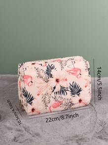 Multifunctional Cosmetic Bag,1PC,Cottagecore,Flamingo, Water-Proof Large Capacity Makeup BagTravel Organizer Toiletry Pouch Portable Aesthetic Storage Case Beach Holiday Accessories Boho Style Vanity Case Big Size Gym Bag