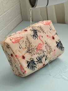 Multifunctional Cosmetic Bag,1PC,Cottagecore,Flamingo, Water-Proof Large Capacity Makeup BagTravel Organizer Toiletry Pouch Portable Aesthetic Storage Case Beach Holiday Accessories Boho Style Vanity Case Big Size Gym Bag
