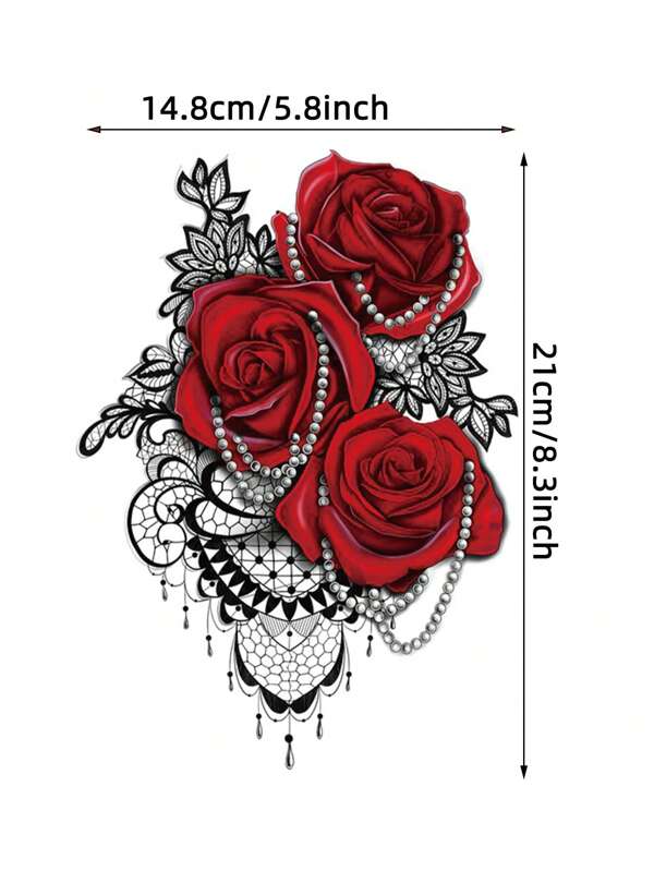 1Sheet Flower Pattern Tattoo Sticker Half Arm Tattoo Sticker Diy Body