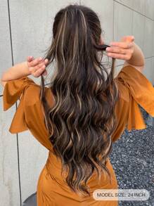 Phần mở rộng tóc tổng hợp đuôi ngựa sóng cơ thể dài - Nhiều màu - Xem 4