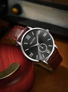 MSCXDK 1pc Men Round Pointer Quartz Watch & 3pcs Bracelet