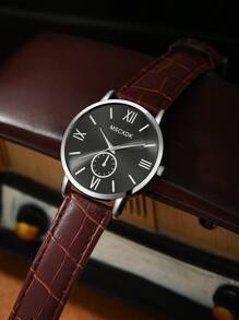 MSCXDK 1pc Men Round Pointer Quartz Watch & 3pcs Bracelet