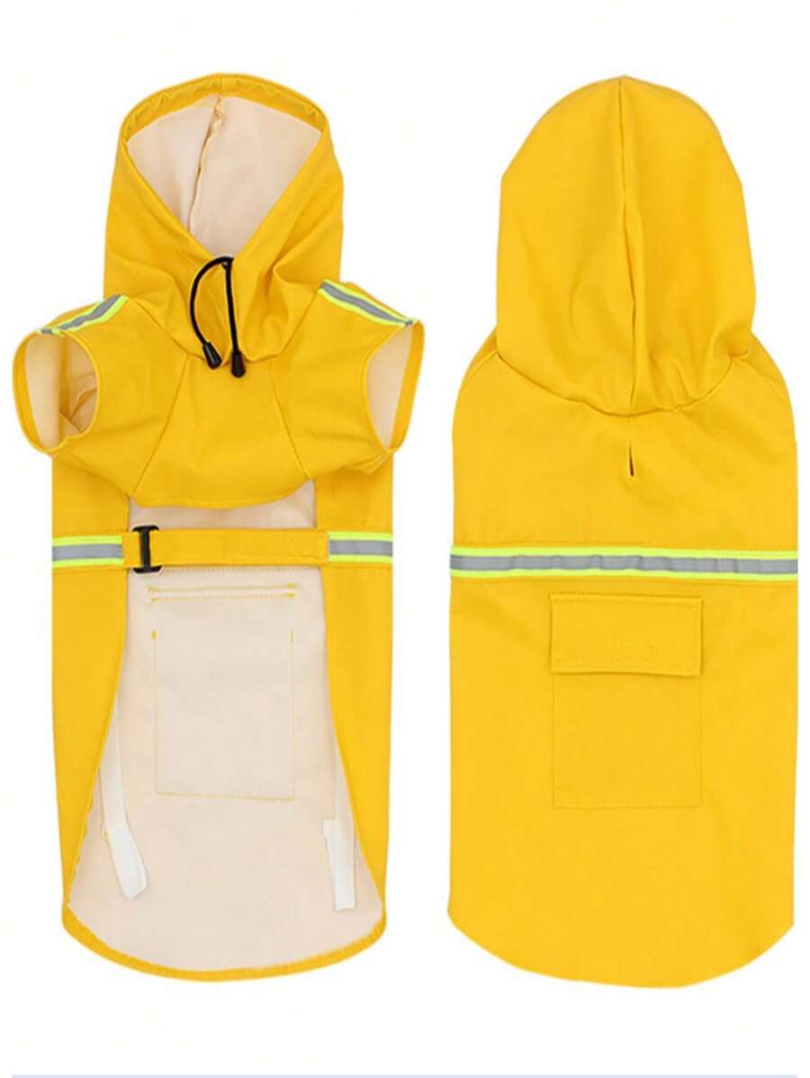 Hooded Dog Rain Coat With Reflective Strips, Waterproof & Windproof, Suitable For Small, Medium And Large Pets - Burnt Orange - View 1