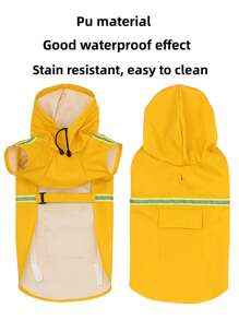 Hooded Dog Rain Coat With Reflective Strips, Waterproof & Windproof, Suitable For Small, Medium And Large Pets - Burnt Orange - View 3