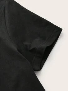 ROMWE Grunge Punk 眼睛圖案短款T恤 - 黑色 - 查看 3