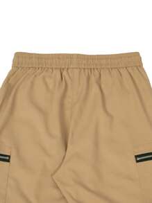 Manfinity LEGND Men Flap Pocket Side Drawstring Waist Cargo Trousers - Khaki - View 4