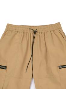 Manfinity LEGND Men Flap Pocket Side Drawstring Waist Cargo Trousers - Khaki - View 6