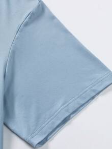 Manfinity Hypemode Loose Fit Men's Slogan Graphic Drop Shoulder T-Shirt - Blue - View 3