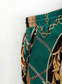 Manfinity RSRT Men Random Chain Print Shirt & Shorts Set - Green - View 5