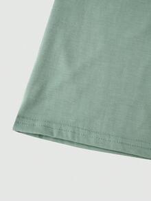 Manfinity Homme Áo thun & Áo lót Nam Lá thư Giải trí - Màu xanh Bạc hà - Xem 5