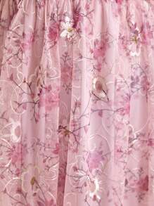 SHEIN Belle Plus Allover Floral Embroidery Mesh Overlay Bridesmaid Dress - Multicolor - View 6