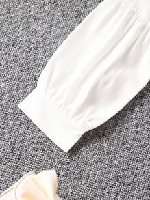 SHEIN Verano 2 piezas/set vestido tipo pareo para niñas pequeñas con tirantes finos + ropa de protección solar - Blanco y Negro - Ver 7