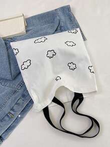 1入組女孩雲朵圖案敞口購物袋 - 黑與白 - 查看 7