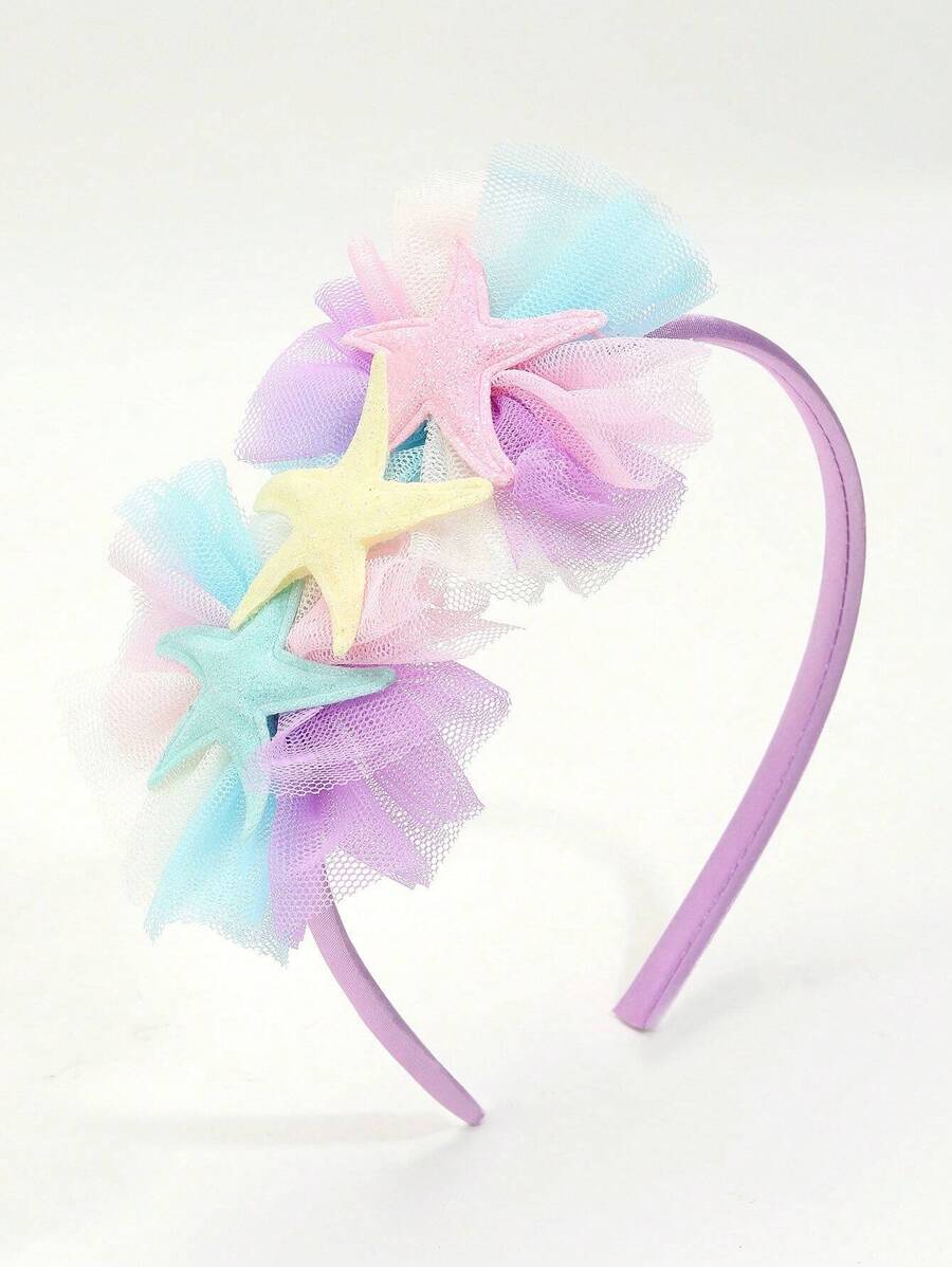 1pc Girls Starfish & Flower Decor Headband For Hair Decoration