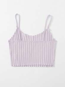 SHEIN EZwear Plus Rib-knit Crop Cami Top - Lilac Purple - View 2