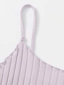 SHEIN EZwear Plus Rib-knit Crop Cami Top - Lilac Purple - View 4