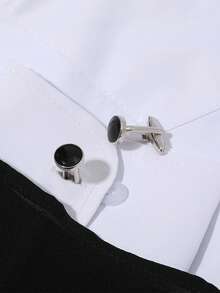 Nam Trang trí tròn Khuy măng sét , Đối với Đồ trang sức Qủa tặng Và Buổi tiệc - Bạc - Xem 5