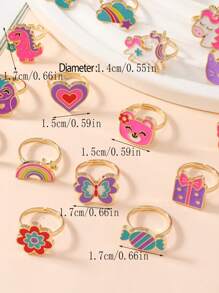 22入組女孩心和蝴蝶裝飾圓環日常裝飾 - 彩色 - 查看 3