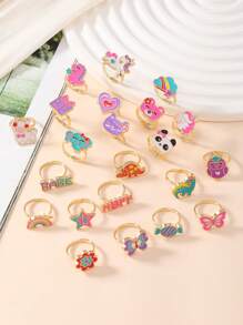22入組女孩心和蝴蝶裝飾圓環日常裝飾 - 彩色 - 查看 4