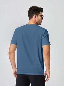 Manfinity VCAY Men Cotton Horse Print Colourblock Tee - Dusty Blue - View 2
