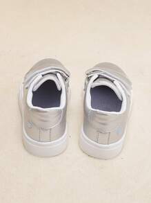 女孩愛心刺繡魔術貼板鞋適用於戶外 - 銀色 - 查看 2