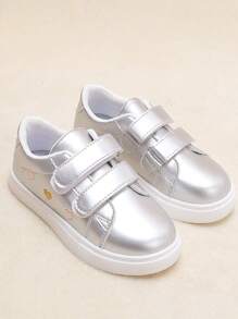 女孩愛心刺繡魔術貼板鞋適用於戶外 - 銀色 - 查看 3