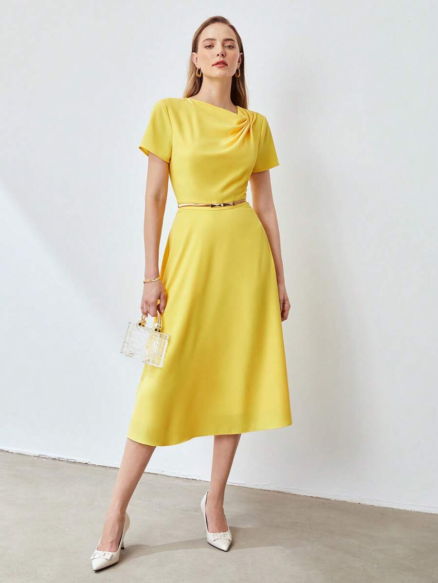 MOTF PREMIUM PEARL DETAIL MIDI DRESS WITHOUT BELT