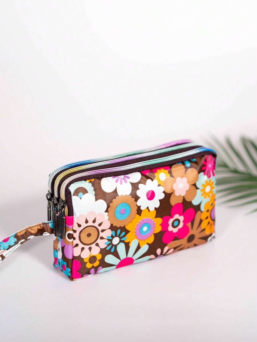 时尚长款钱包 花卉印花图案钱包 带拉链手拿包 手机包 手机袋 收纳袋 轻便时尚白领上班族大学工作商务通勤办公室周年纪念生日情人节礼物女士钱包手机包芙蓉钱包袋手机包女士钱包 - 彩色 - 查看 1