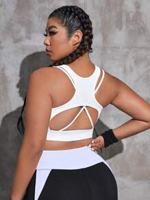 Yoga Basic Plus Cut Out Back Sports Bra - White - View 2