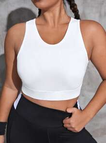 Yoga Basic Plus Cut Out Back Sports Bra - White - View 3